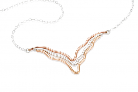 Artwork: Confluence Necklace <p>Material -</p><p>14k Goldfill, 14k Rose Goldfill and Sterling Silver or</p><p>Sterling silver with sterling chain </p> Confluence Necklace