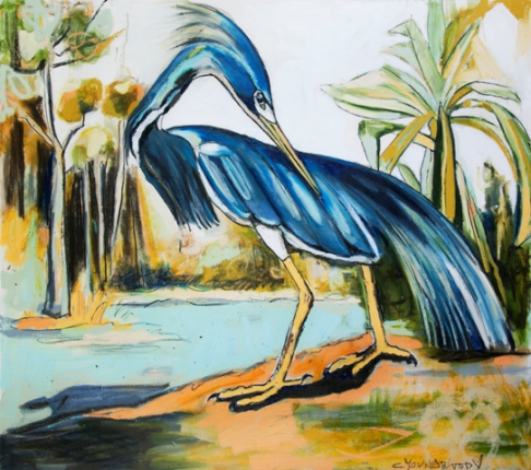Watercolor Blues No1 Canvas - Blue watercolor painting 