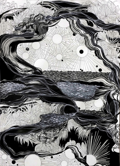 Artwork: High Shallows <p>Ink and acrylic on paper</p> High Shallows