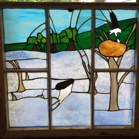 Osprey, stained glass window