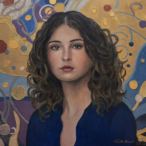 Artwork: Sophia - The Weight of Daydreams <p>Oil on Panel with gilding, acrylics, with tiny hints of glitter.</p> Sophia - The Weight of Daydreams