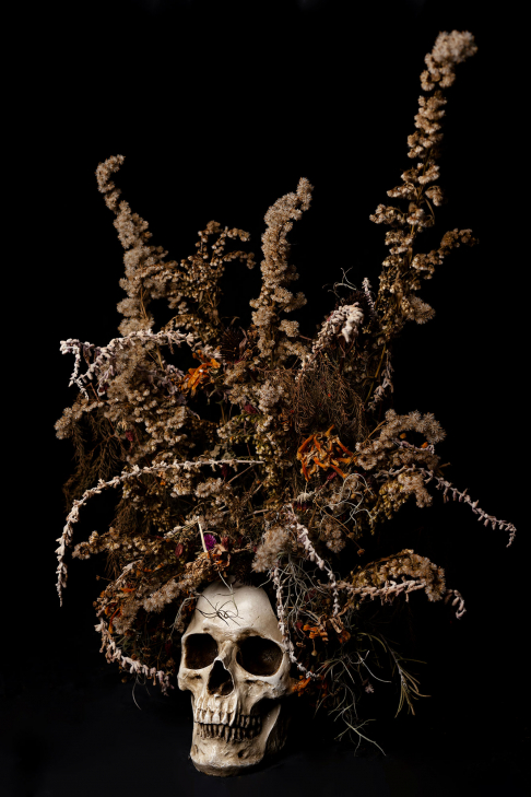 Aged Skull Bouquet by Ryan Hodgson-Rigsbee | <p>More sizes are available upon request. Photography - Still Life - All digital prints are printed  Aged Skull Bouquet
