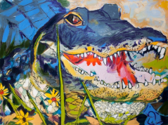 "Louisiana Alligator in Wildflowers"