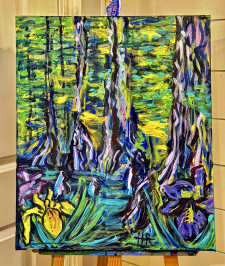 Wild Irises, Cypress Trees, and Cypress Knees / Main Image