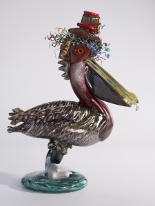 Jazzfest Pelican with Shrimp Boots and Steampunk Hat