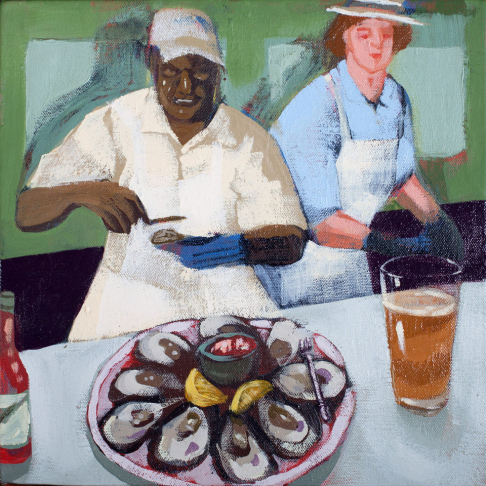A Portrait of New Orleans Oyster Shuckers - High Quality Print