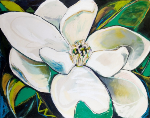 Louisiana Magnolia with Her Heart Open and Veronese Green