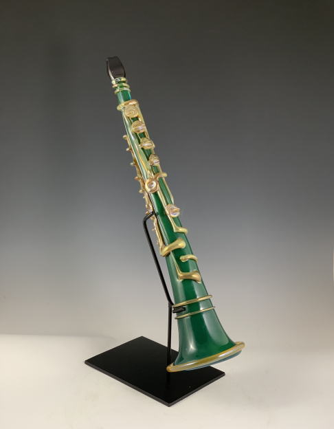 Green and Gold Glass Clarinet