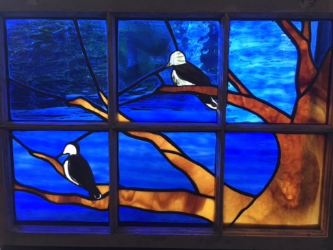 Mourning Dove, stained glass window