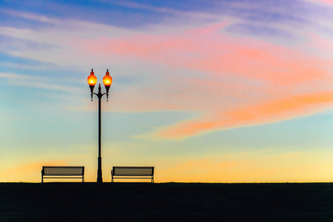 Levee Benches at Sunrise