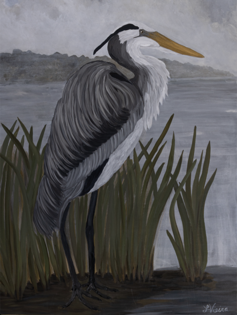 Heron in the Mist Original Painting