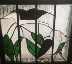 Egret stained glass window