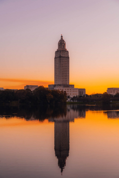 Louisiana State Capitol at Sunset