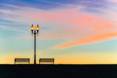 Levee Benches at Sunrise
