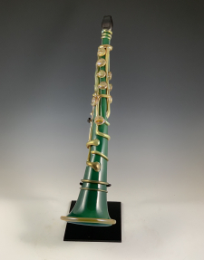 Green and Gold Glass Clarinet - Front View