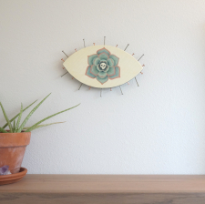 Evil Eye Talisman_Medium_Pink Succulent and Skull_In Room