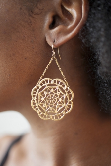 Deco Lace Trapeze Earrings / 14k gold-filled