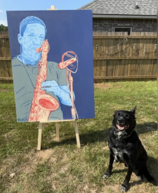 John coltrane art with my rescue dog
