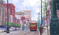 Red streetcar on Canal Street / Main Image