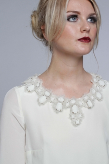 Silk Blouse with Beaded Neckline / Main Image